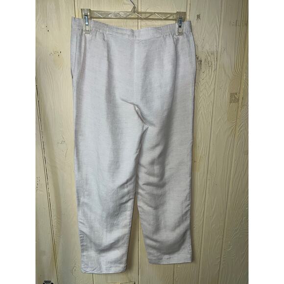 Ruby Rd. Pants Womens 10 Linen Blend Ankle Crop Straight Leg Quite Luxury Tan - Picture 4 of 10